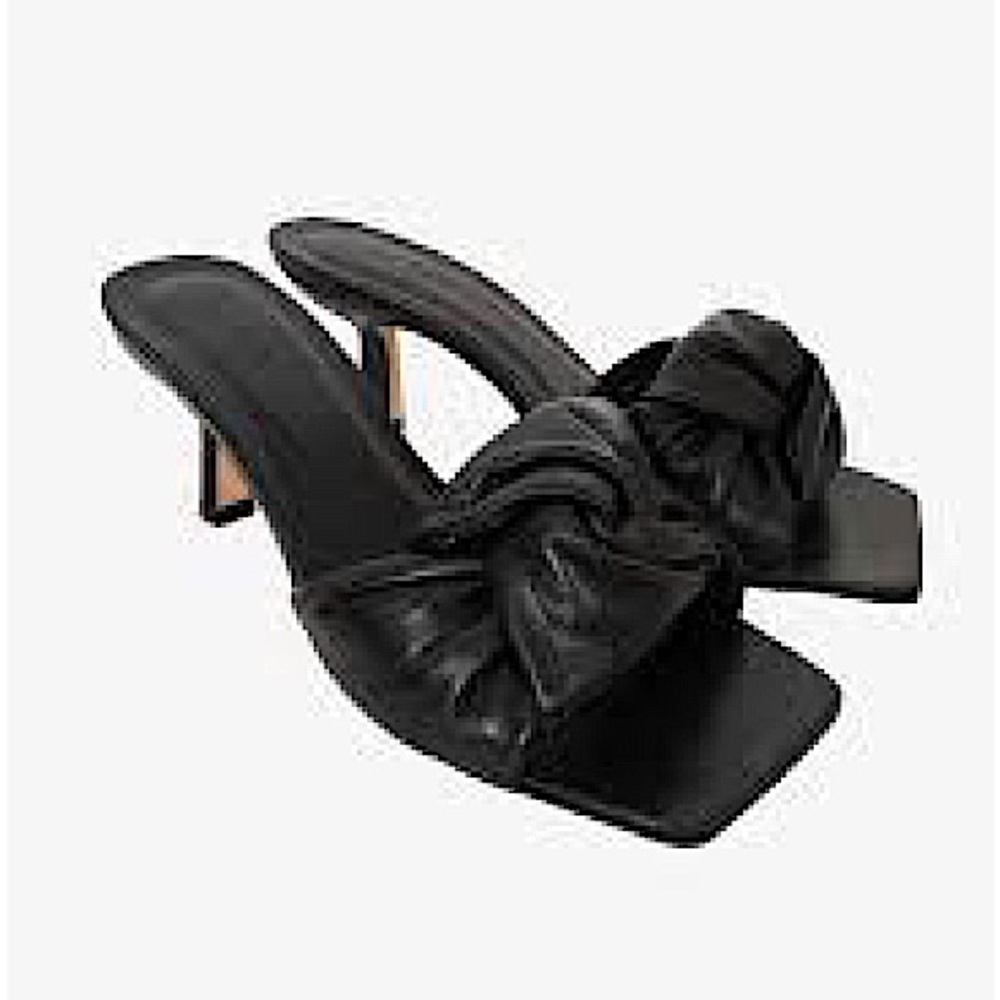 By Far Black Leather Lana Open Toe Mule
